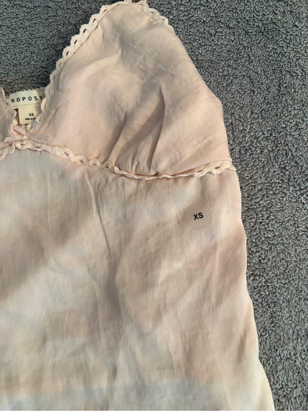 NWT Aeropostale Satin Sweetheart Cami Light Pink Lace Trim XS - Picture 3 of 6